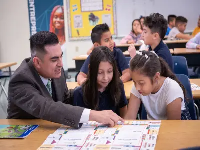 image of student and volunteer